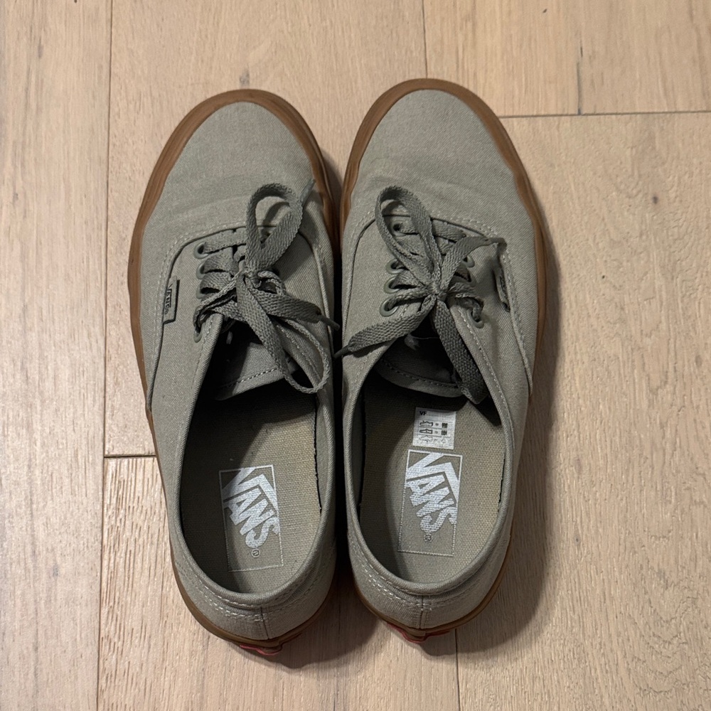 Vans Authentic Canvas Sneakers in Olive Green with Gum Sole